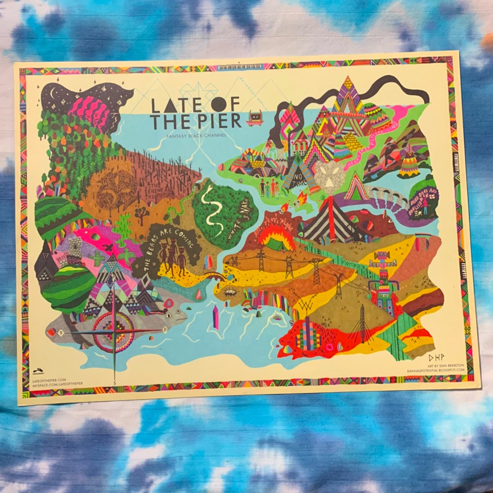 Late of the Pier Fantasy Black Channel Promotional Treasure Map Poster 2008 🗺️